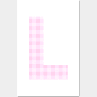 Pink Letter L in Plaid Pattern Background. Posters and Art